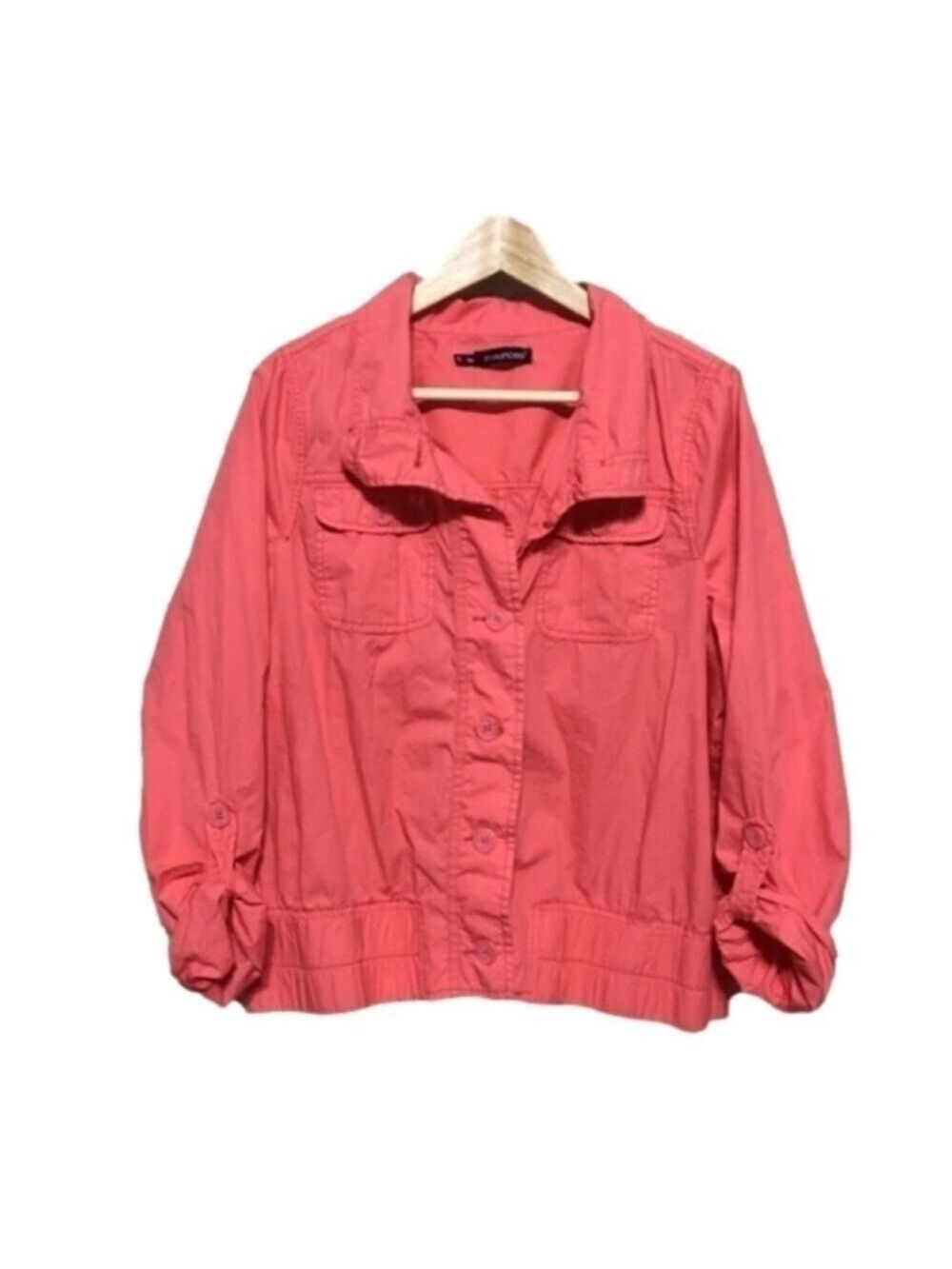 Maurices Lightweight 3/4 sleeve Coral buttoned Jacket plus size 14